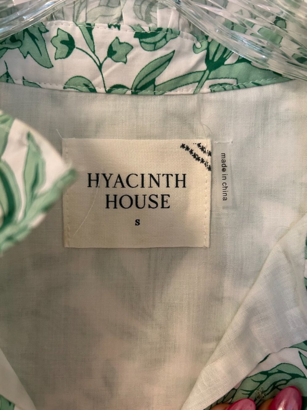 NWT Hyacinth House Tuckernuck Mint Green Vine Floral Florence Blouse Size Small - Picture 3 of 4